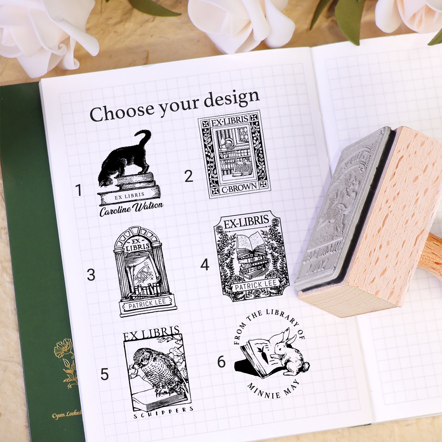 Custom Rectangle Classic Series Book Wooden Rubber Stamps (10 Designs)1