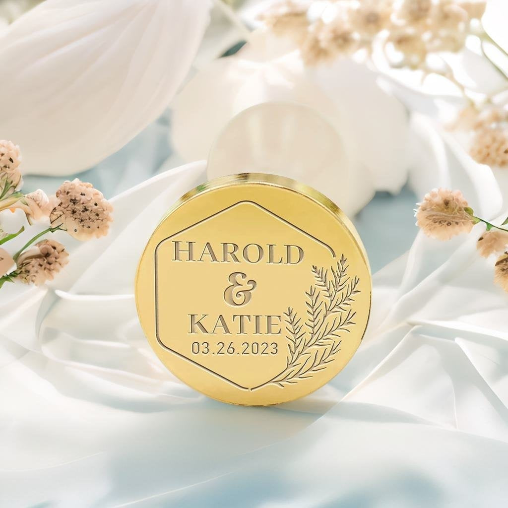 Olive Branch Wedding Custom Wax Seal Stamp with Couple's Names