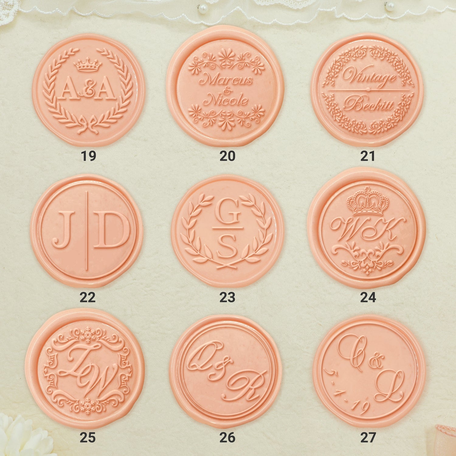 Wedding Wax Seal Stamp - (27 Design)-sku3
