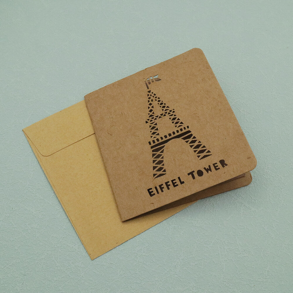 Eiffel Tower Kraft Cutout Greeting Card