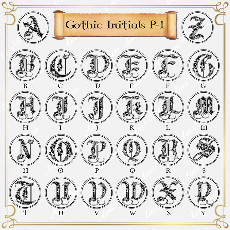 Complete Set of Single Initial Wax Seal Stamps